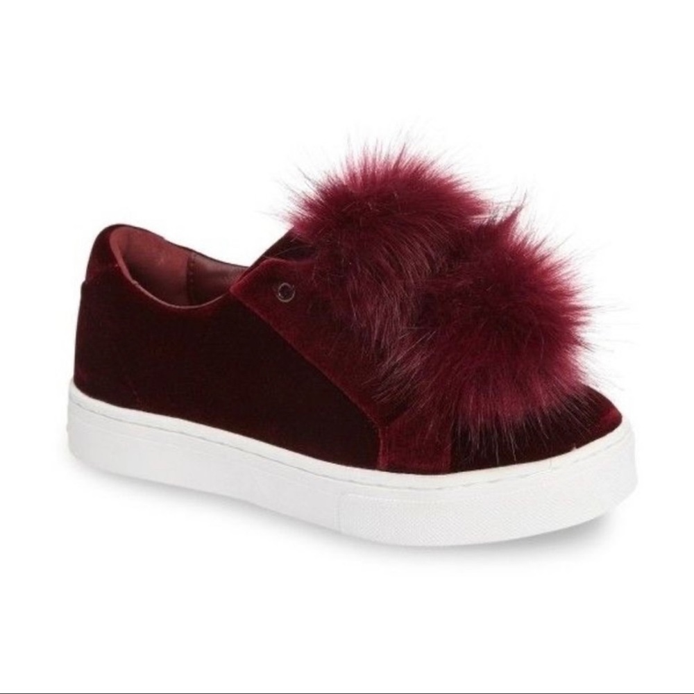 Sam Edelman Leya' Faux Fur Laceless platform Sneaker SZ 6